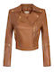 Leather Women's Biker Jacket Brown GD01Z66E2 FK3