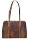 Leder Damen Schultertasche Braun