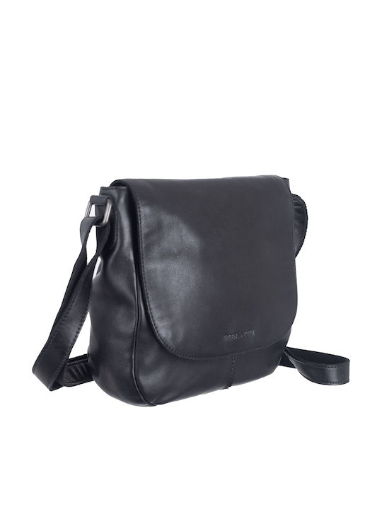 Greenburry Leder Damen Schultertasche Schwarz