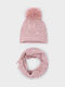 Kinder Beanies Set mit Gestricktem Lila mit Schal