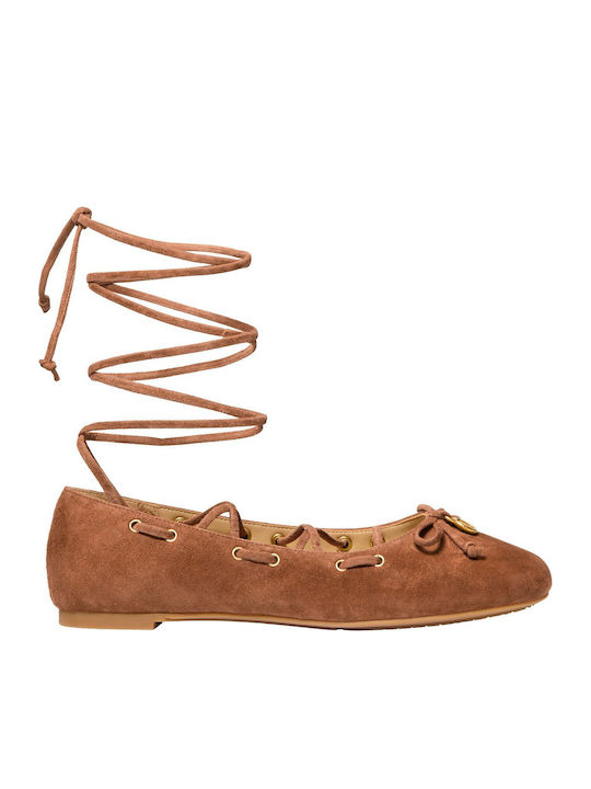 Damen Ballerinas Aus Leder In Tabac Braun Farbe