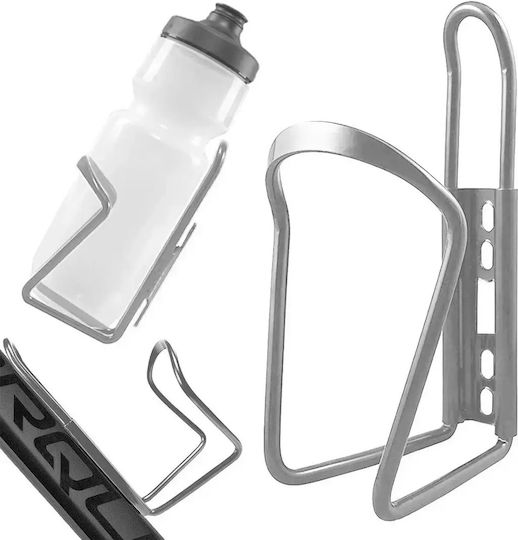 Suport pentru Bidon de Bicicletă din Aluminiu Universal Argintiu pentru Sticle Până la 1.5l