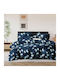 SpitiBazaar Royal Set Super-Double Bed Sheets with Rubber Hugger 160x200+30cm Dark Blue 4 Pieces