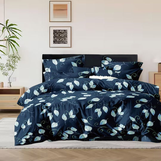 SpitiBazaar Royal Σετ Σεντόνια Υπέρδιπλα με Λάστιχο 160x200+30εκ. Μπλε Σκούρο (4τμχ)