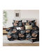 SpitiBazaar Royal Module Cearceafuri De Pat Super Duble Cu Hugger Din Cauciuc 160x200+30cm Negru 4 Buc