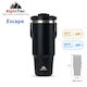 AlpinPro Handled Tumbler Thermos Stainless Steel 1.05lt Black Handle Becomes Mobile Phone Stand with Straw and Handle