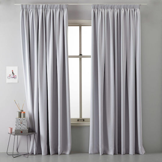 Saray Home Blackout Curtain With Pencil Pleat Grey-Lilac 155x280cm