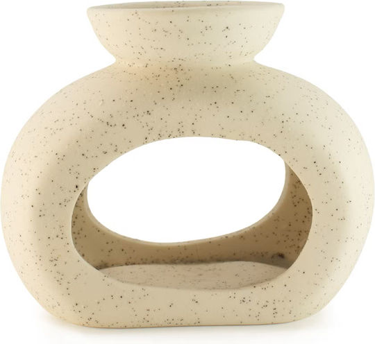 Medium Oval Pebble Keramik Öl Burner Weiß Ancient Wisdom