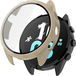 Garmin Forerunner 165 Pc + Вграден защитен калъф за часовник Закалено фолио Бяло Ивори