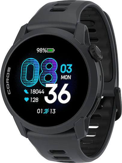 Coros Pace 4 43mm Водоустойчив Смарт часовник с Пулсомер (Черна Силиконова Каишка)