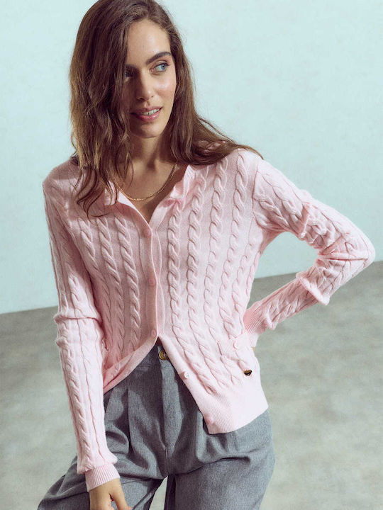 Celestino Women's Knitted Metallic Pink Cardigan
