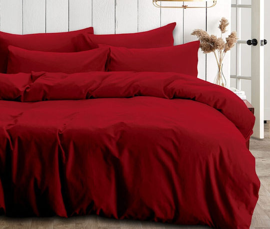 MayHome Σετ Παπλωματοθήκη 160x240cm Μονή με Μαξιλαροθήκη Κόκκινο