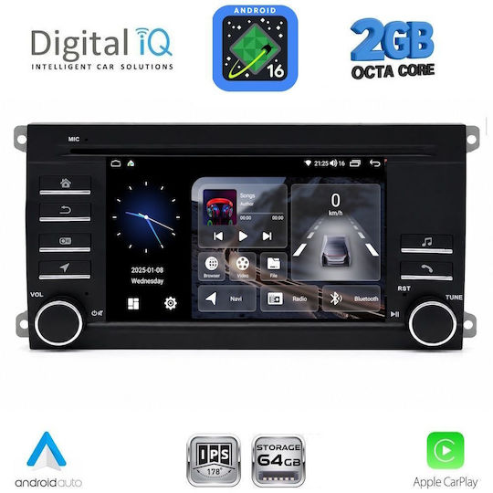 Digital IQ Car Audio System for Porsche Cayenne 2002-2011 (Bluetooth/USB/WiFi/GPS/Apple CarPlay/Android Auto) with 7" Touch Screen