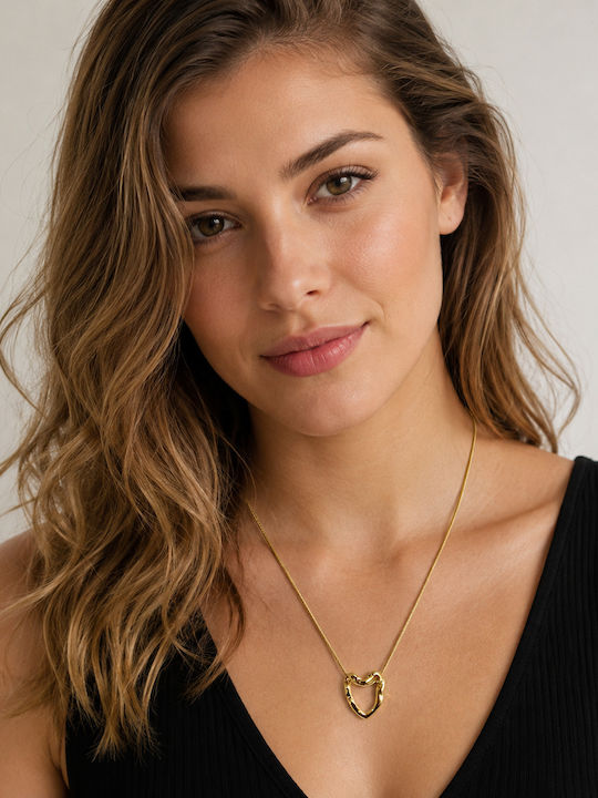 Gold Necklace Irregular Heart Knot Stainless Steel