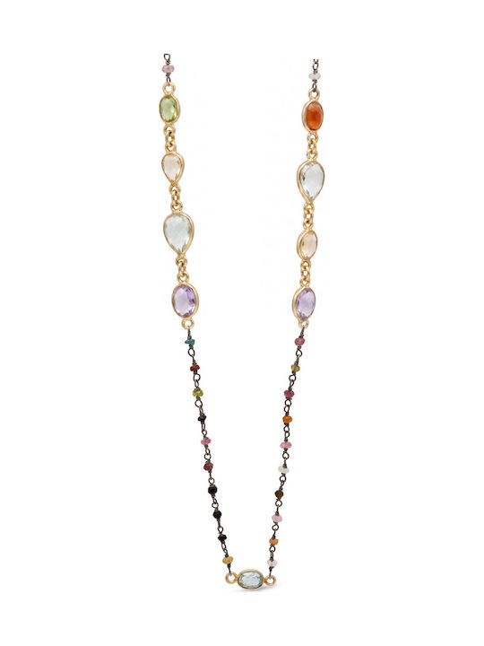 Kiriakos Gofas Necklace From Gold Plated Silver Purple Kiriakos Gofas Necklace From Gold Plated Silver Purple