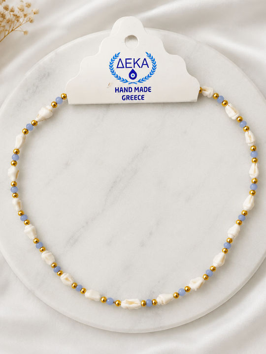 Deka Colier Handmade Scoici Naturale Pietre Lan...