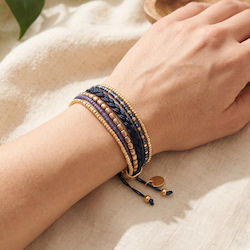 Vl4575 Handgefertigtes Mehrreihiges Armband Blau Lila & Gold – Grekas Jewelry