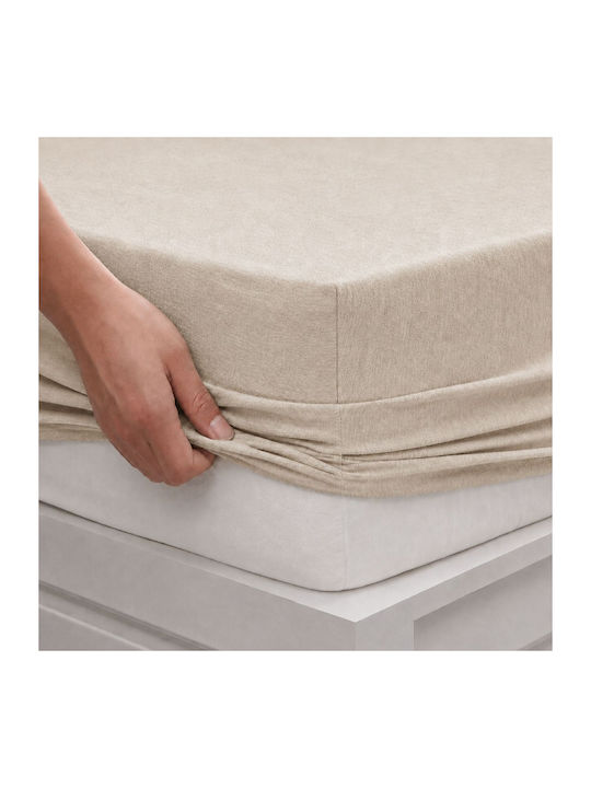 Doppel-Bettlaken Mit Gummibettlaken 140x200cm Beige