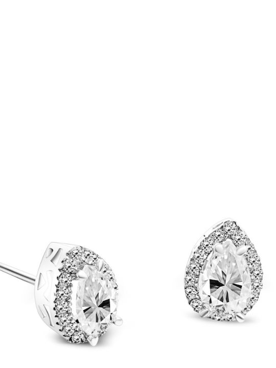 Chrilia Earrings from White Gold 9K with Stones