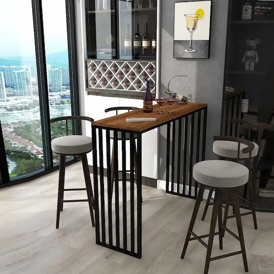 Masă Bar Din Lemn Cu Cadru Metalic 120x40x102εκ.
