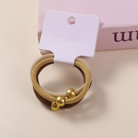 Hair Scrunchies Set with Gold Beads 4 Pieces