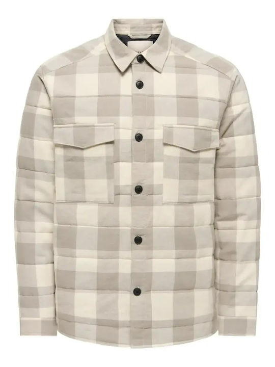 Μακρυμάνικo Βαμβακερό Overshirt σε Κανονική Γραμμή Antique White