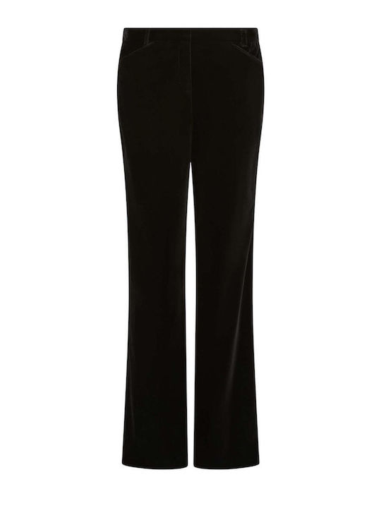 Women's Velvet Trousers in Slim Fit Black