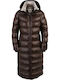 Goldmine Extra Long Women's Puffer Jacket for Winter Dark Brown