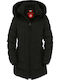 Belvitesse Long Women's Puffer Jacket for Winter Black
