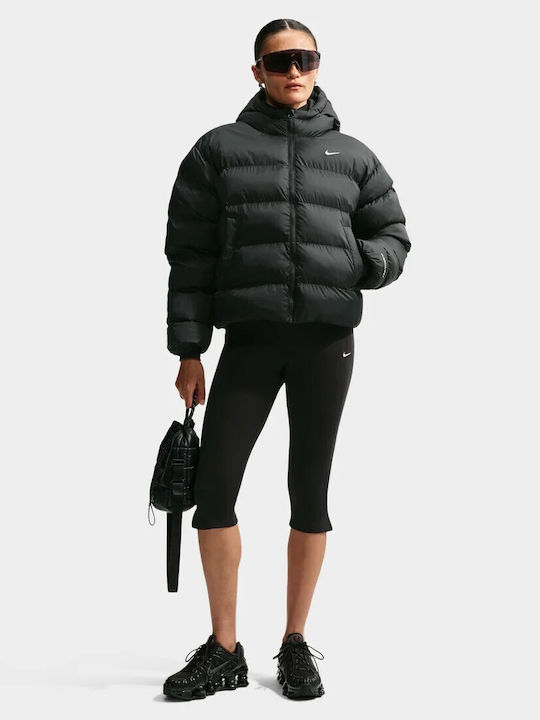 Nike Therma-fit Damen Puffer Jacke für Winter Schwarz