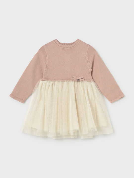 Mayoral Girls Knitted Dress Soft Pink