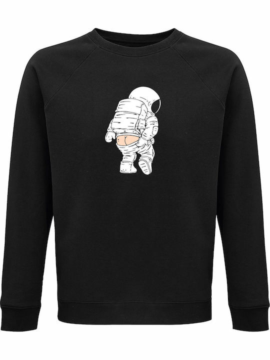 Bio-Unisex Sweatshirt "Asstronaut Zeigt Hintern Lustiger Weltraum" Schwarz