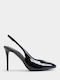 Patent Leather Heels with Strap Black