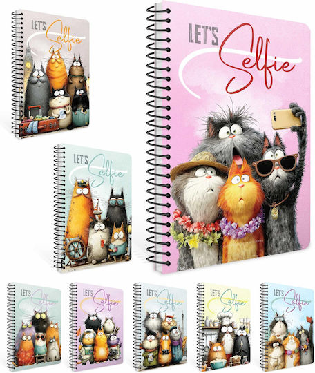 Gipta Spiral School Notebook Ruled B5 75 Paper Sheets 3 Subjects Selfie (Various Designs or Colours) 3-55-14
