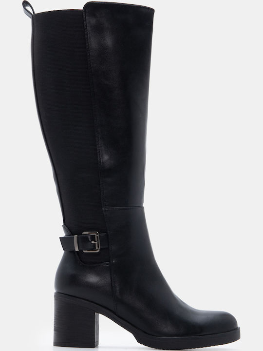 Luigi Suede Women's Boots with Mid Heel Black