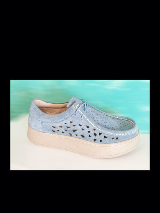 Safe Step Damen Mokassins aus Leder in Blau Farbe