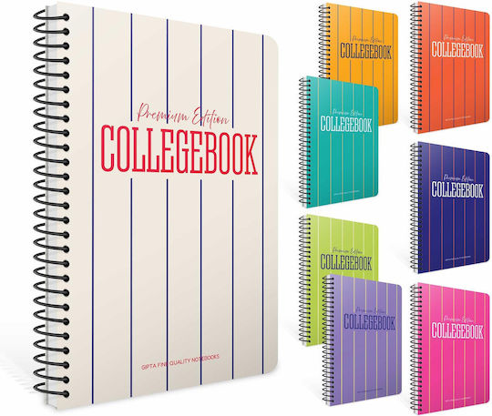 Gipta Spiral Ruled B5 School Notebook 50 Paper Sheets 2 Subjects College Book (Various Designs or Colours)