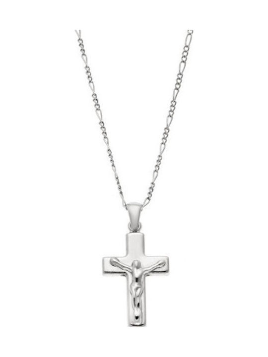 Senza Women's Cross with Crucified in Silver with Chain