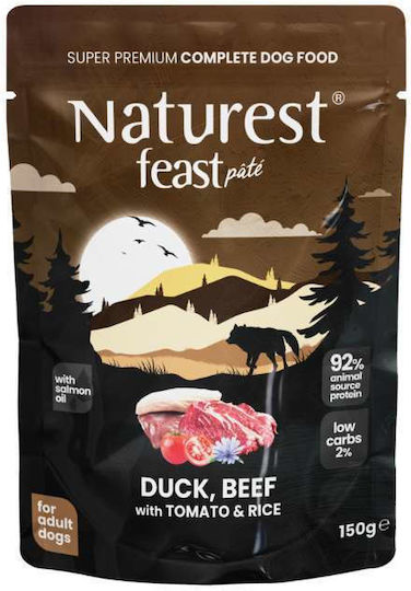 Naturest Nasses Hundefutter mit Ente, Rindfleisch, Kalb, Reis, Gemüse und Fleisch 150g