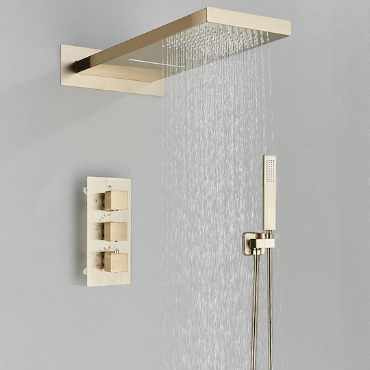 Built-in Mixer Phone & Shower Head Set for Shower Gold