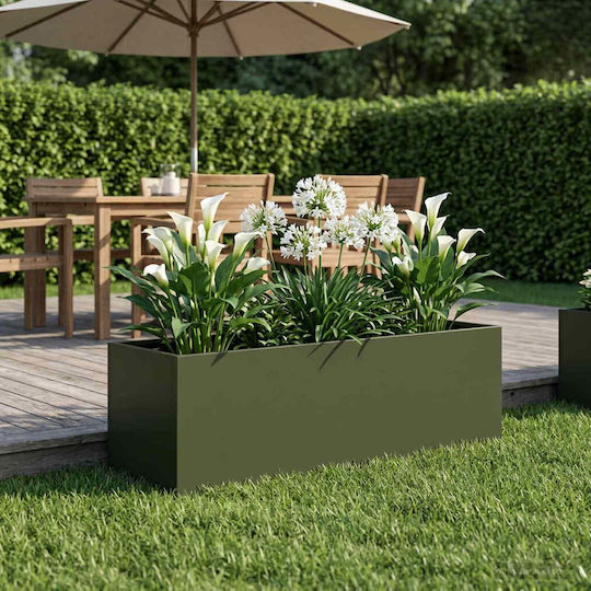 vidaXL Γλάστρα Μεταλλική Λαδί 100x30x30εκ.