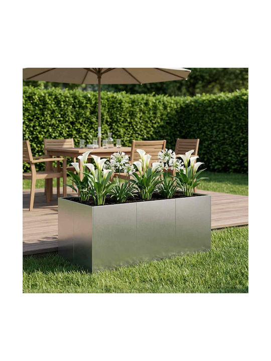 vidaXL Metallischer Pflanzgefäß in Silber 120x8...