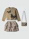 Kids Set with Skirt Winter 2 Pieces Beige