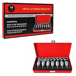 Κασετίνα Καρυδάκια Torx & E-torx 16 Τεμαχίων 1/2″ – 16pcs 1/2″ Torx & E-torx Socket Set 089170