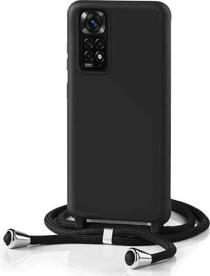 Orso Soft Back Cover Metallic with Neck Strap Black for Redmi Note 12 Pro 4G