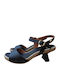 Damen Sandalen Schwarzes Leder