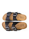 Leder Flache Sandalen Für Damen Schwarz