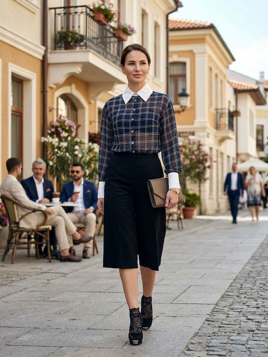 Long Sleeve Women's Shirt Black Checked
