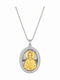 Ulysses Silver Pendant Talisman “Saint Paisios” Two-Tone 925 Silver 14k Gold Plating Chain 925 Rhodium Silver