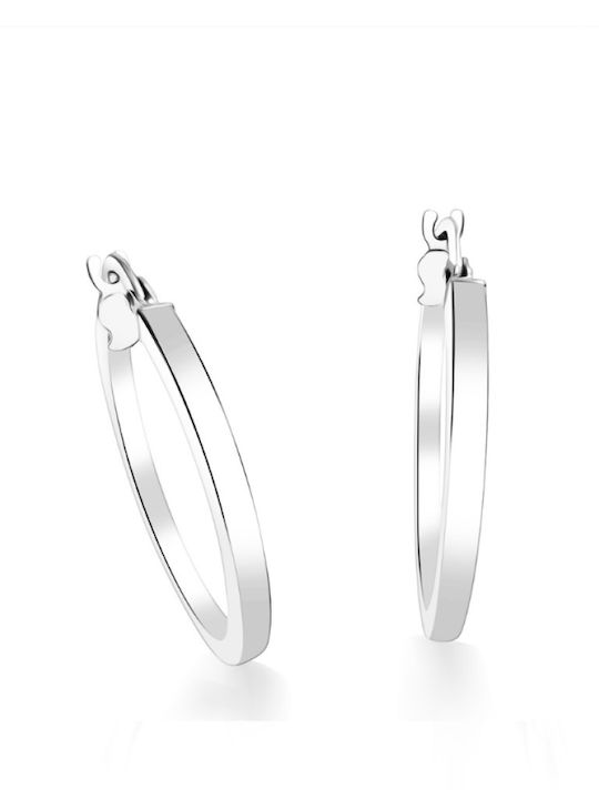 Chrilia Chrilia Earrings Hoops Made of 9K White Gold
